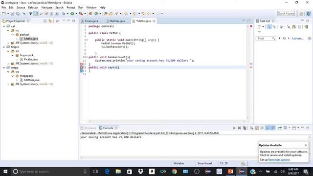 Methods in java, Method calling in java, User Defined Methods