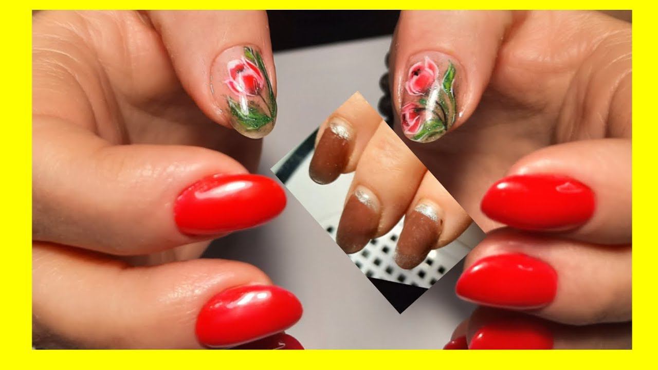 *585* Яркие ноготки к 8 Марта! Попробуем?Порисуем?Коррекция гелем спустя месяц/correction by March 8