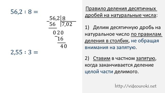 Калькулятор в столбик десятичных дробей с запятыми. Правило деления десятичной дроби на натуральное число. Алгоритм деления десятичной дроби на натуральное число. Делить 10260 разделить на 36. 10 260 Делить на 36.