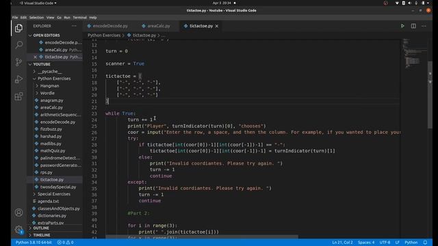 How to make TicTacToe using Python | Python exercises #14 Part 1