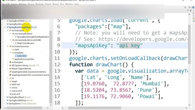 How to use google map in Spring Boot Application | google map with spring boot