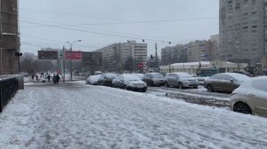 WINTER RUSSIA Primorskaya Subway Station St. Petersburg Walking Tour 4K | 步行游览冬季圣彼得堡俄罗斯 | 도보 여행 겨울