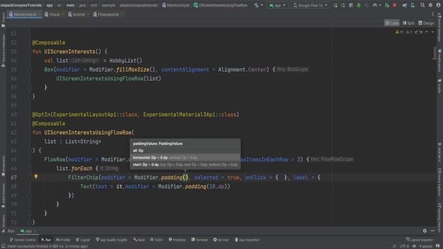 Jetpack Compose Material 3 Complete Tutorial Kotlin Android Studio 2: Flow Row & Filter Chip