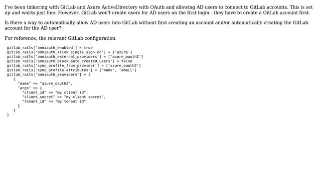 GitLab and OAuth to Azure AD смотреть онлайн