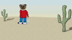 Бурый медвежонок в пустыне