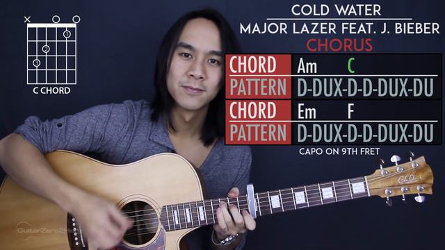 Cold Water Major Lazer Feat. Justin Bieber & MØ Guitar Tutorial Lesson |Tabs + Chords + Cover| смотреть онлайн