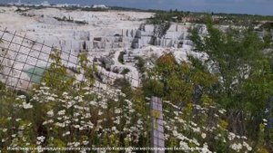 с. Коелга (въезд в село) и Коелгинский мраморный карьер ( белый мрамор России).