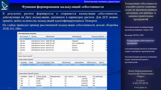 Калькуляция себестоимости продукции