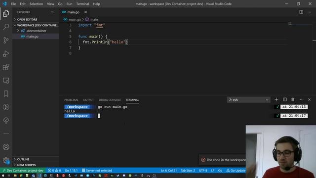 Go VS Code development container смотреть онлайн