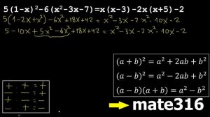 5(1-x)2-6(x2-3x-7)=x(x-3)-2x(x+5)-2 ecuaciones con parentesis , hallar x ecuacion con incognita