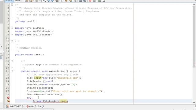 Search Word From Text File and Print those Lines Containing That Word using Java File Handling