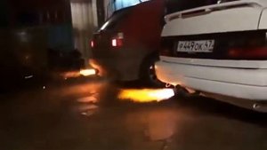 Огонь из выхлопной трубы VW Passat B3