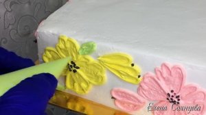 Прямоугольный торт. Шикарное украшение. Елена Солнцева
