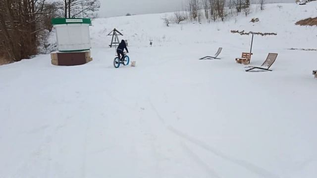 Беларуская Деревня. Электровелосипед зимой, по глубокому снегу. Потянет или нет!? Пробуем с собакой