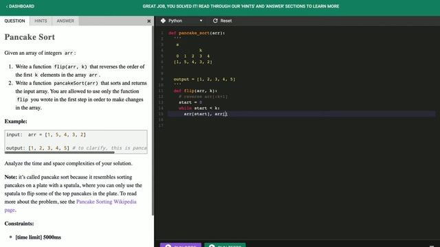 Pramp Pancake Sort Python Solution смотреть онлайн