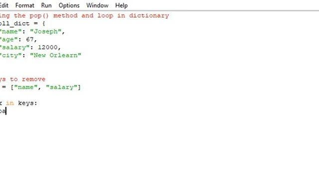 Python Program Using the pop method and loop in dictionary смотреть онлайн