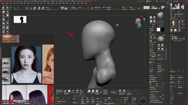 Zbrush Girl Character Sculpting Tutorial - Part-01. How To Sculpting A Girl Head In Zbrush 女孩角色雕刻 0
