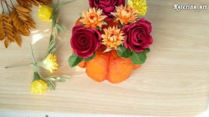 Букет цветов в тыкве/Осенняя композиция/DIY