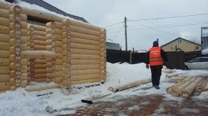 Баня 5х6 из оцилиндрованного бревна / Сборка сруба в Ставрополе / Андреевские срубы