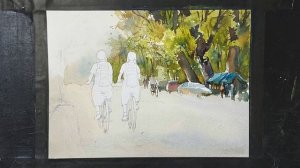 HOW TO PAINT A RURAL SCENE. BY SUNIL LINUS DE. SIMPLE WATER COLOR DEMONSTRATION / TUTORIALS