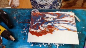 46 Fluid art Акриловая заливка Жидким акрилом Медиум  клее ПВА Абстрактная картина своими руками