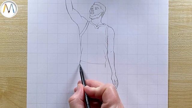 Как нарисовать баскетболиста с мячом поэтапно СТЕФЕН КАРРИ / Stephen Curry drawing смотреть онлайн