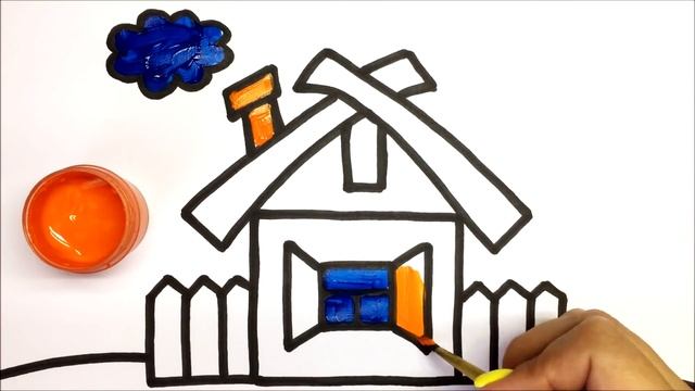 Рисование дома. Раскраска для детей и малышей. Давайте рисовать и раскрашивать вместе {Qoshaqan} смотреть онлайн