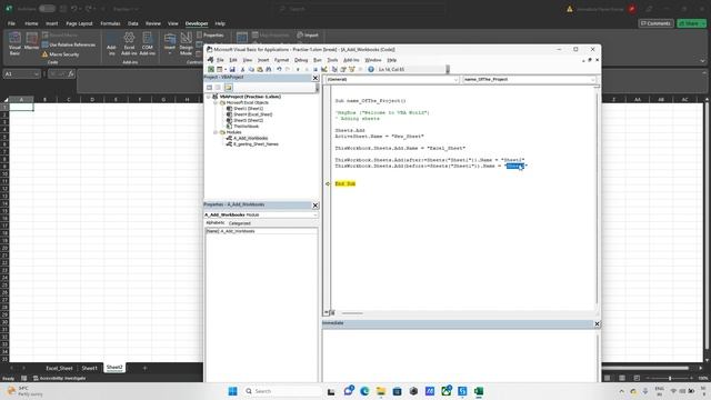 vba | how to add delete rename sheets