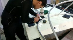 Вторая жизнь лодки Прогресс 2. Наклейка противоскользящего покрытия.