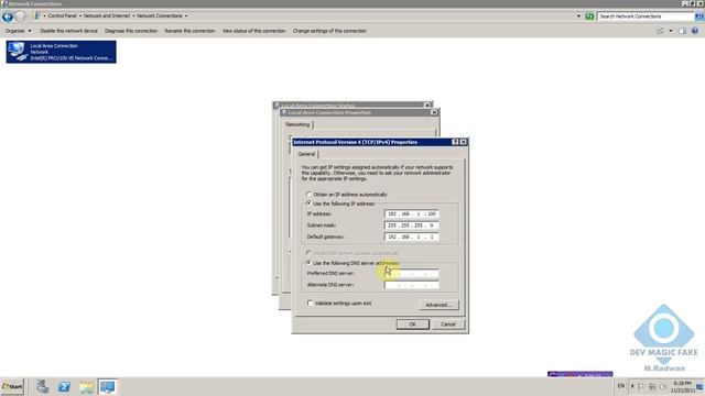 Configure Static IP 192.168.1.100 Of IPV4.0
