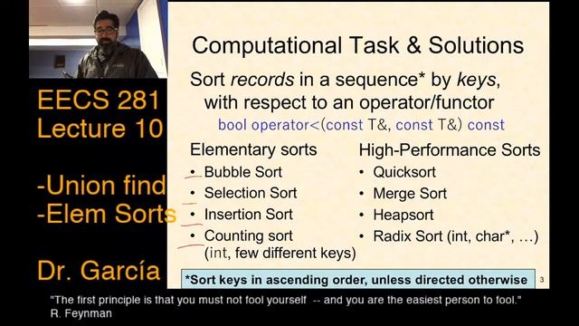 EECS 281: W21 Lecture 10 - Elementary Sorts смотреть онлайн