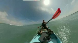 Kayak surfing using stern rudder on Viking Profish