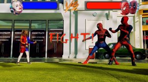 Harley Quinn vs spider man and deadpool