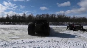 Вездеход ЛитЛ выход с воды на тонкий лед без блокировок