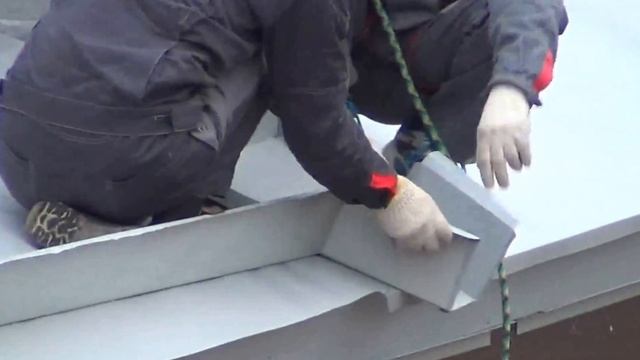 Двойной фальц  Установка слива в воронку