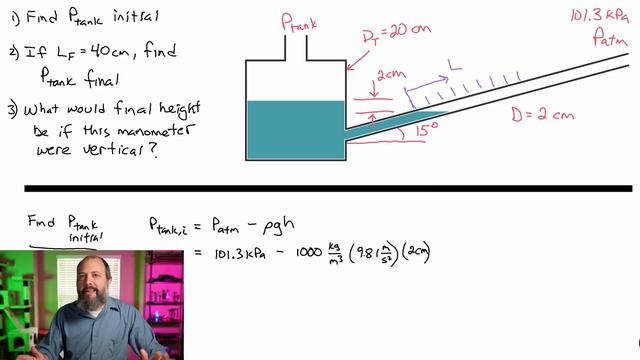 Inclined Tube Manometer Example Problem