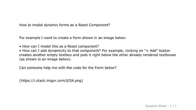 HTML : Modelling Dynamic Forms as React Component