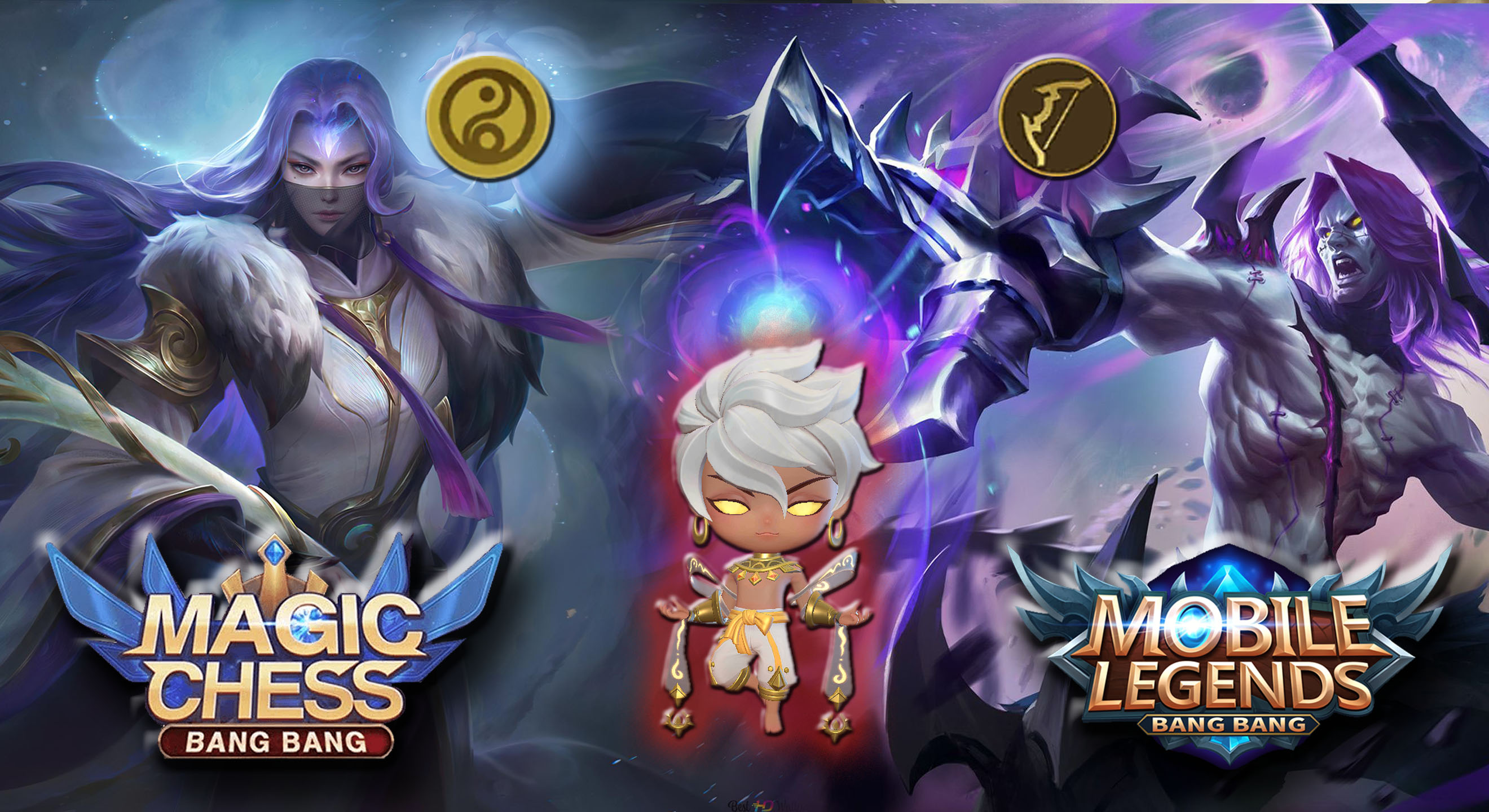 Речная долина Кадия + Лучники. Магические шахматы Mobile Legends: Победа. Вэйл
Ло Йи, Ван Ван, Акай,