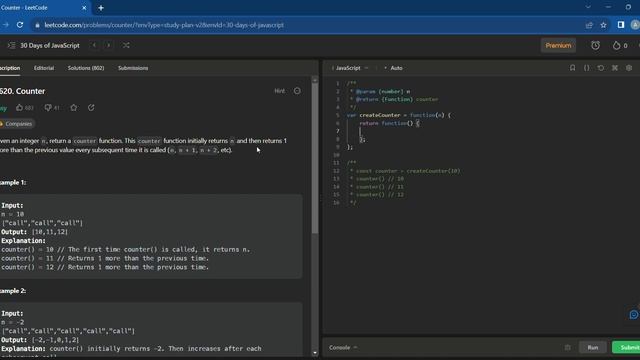 Counter function in javascript || DAY  2 LEETCODE 2620 || #30daysofjavascript