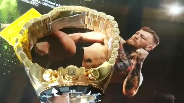 Часы мужские Invicta хронограф цвет золото-чёрный Нержавеющая сталь позолота 750 пробы корпус 52мм.