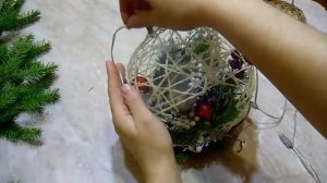 ОРИГИНАЛЬНЫЙ НОВОГОДНИЙ ДЕКОР#шар ИЗ НИТОК И КЛЕЯ ПВА. птичье гнездо