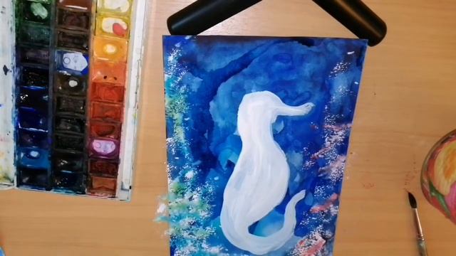 Рисование_для_всех DrawingForYou paintingtutorials. Морской конёк  акварельгуашь.