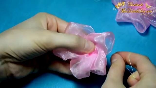 Пышная РОЗА канзаши ИЗ ОРГАНЗЫ ?Цветы из органзы ?Roses from Organza DIY