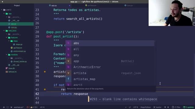 Live de Python #12 - Criando uma API rest com bottle + SQLAlachemy core смотреть онлайн