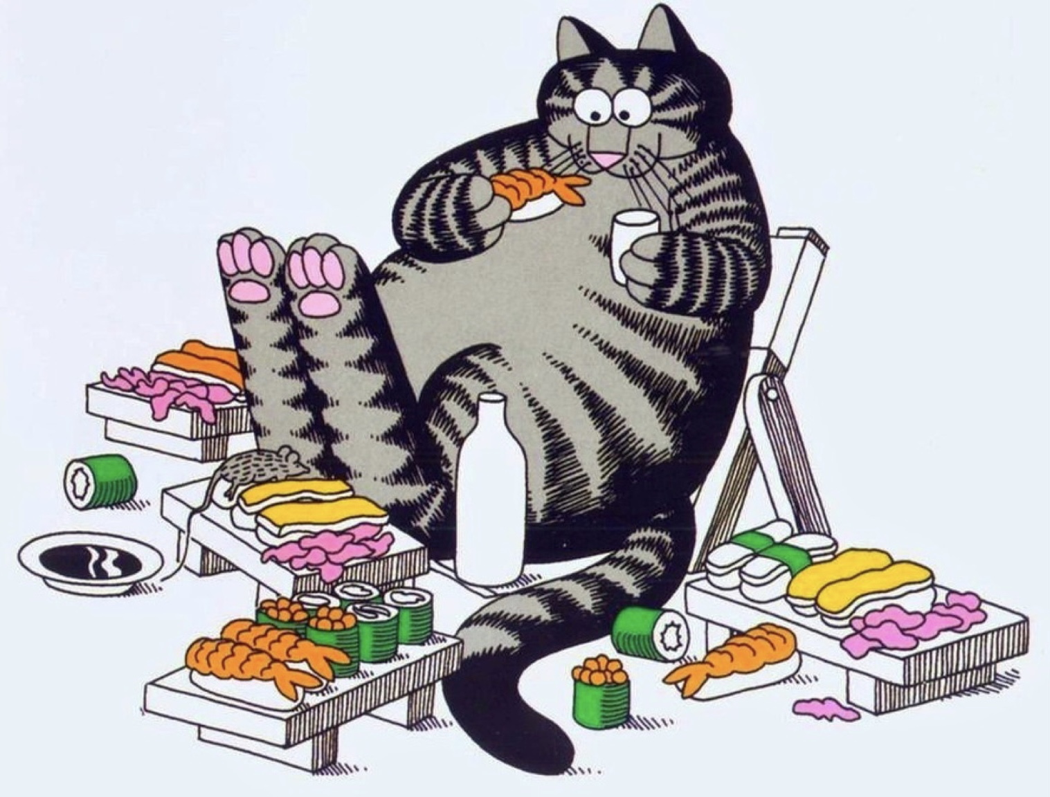 Кот с едой иллюстрации