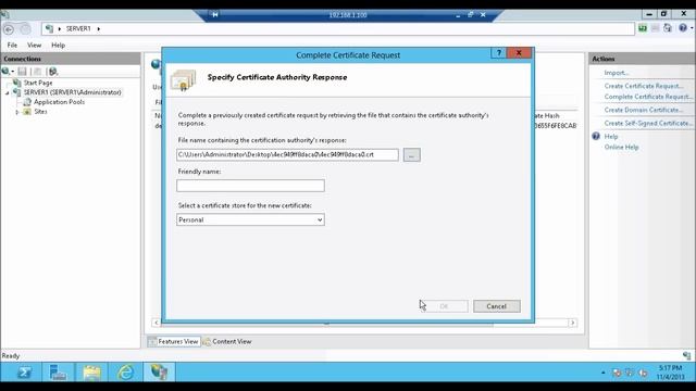 Complete Certificate Request in IIS 8 SSL : Certificate Part 4 смотреть онлайн
