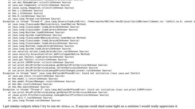 Ubuntu: UnsatisfiedLinkError on xawt when running HEC-HMS.sh смотреть онлайн