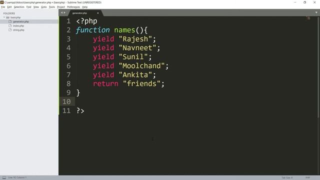 Generator in php tutorial (yield,  generator with return php 7,  yield with key pair)