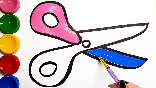 Menggambar Gunting dan Mewarnai untuk Anak & Balita dengan Cat