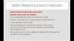 Работа с массивами в Pascal. Ввод и вывод элементов массива. 10 класс